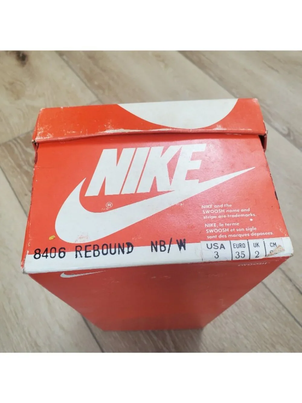 Vintage 1984 Nike Rebound Shoe Box ONLY Orange White Swoosh Retro READ 80s 8406